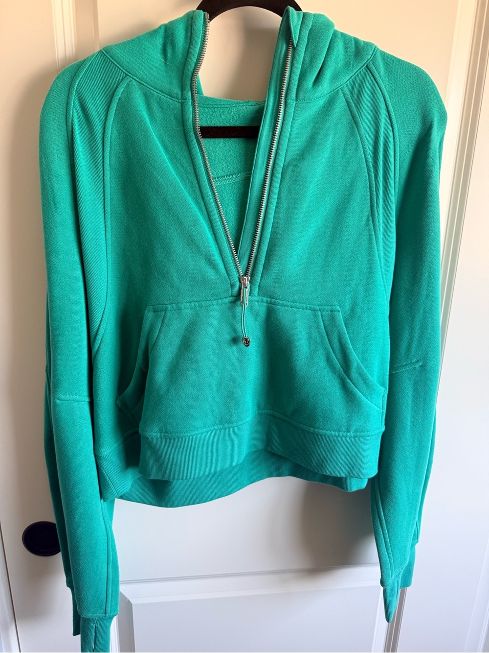 lululemon athletica Kelly Green Scuba Zip-Neck Hooded Pullover